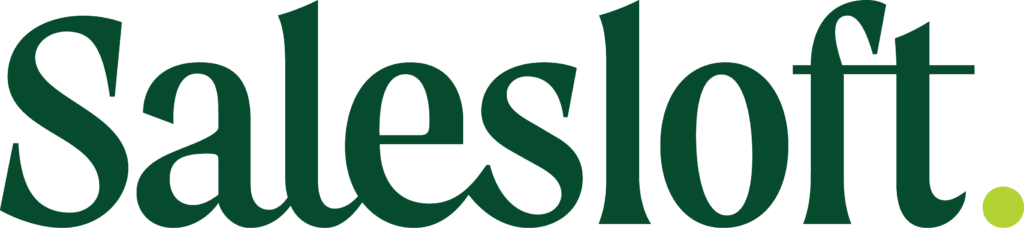 Het logo van Salesloft in groene letters met een groene stip aan het einde.