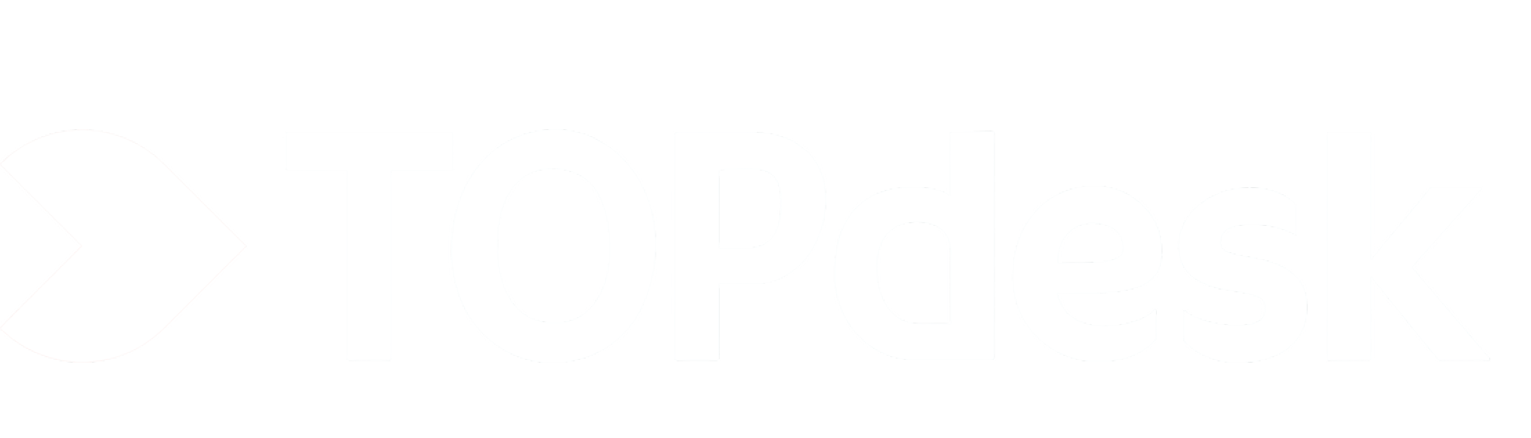 Het logo van TOPdesk in witte letters op een transparante achtergrond.